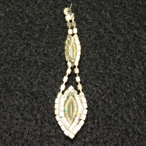 Cathy's Concepts Vintage Cocktail Earring - Red & White Silver 3” Costume SINGLE - Picture 2 of 2